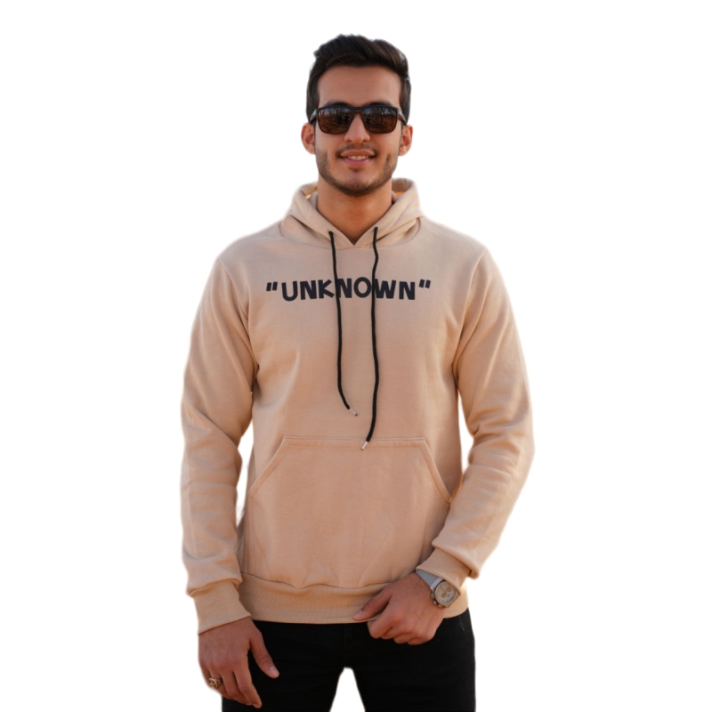 هودی مردانه پشت چاپ TIME داخل کرکی رنگ کرمی