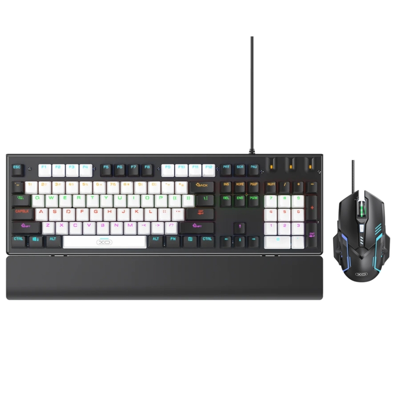  ست گیمینگ موس و کیبورد سیمی با نورپردازی RGB ایکس او مدل KB-06 
