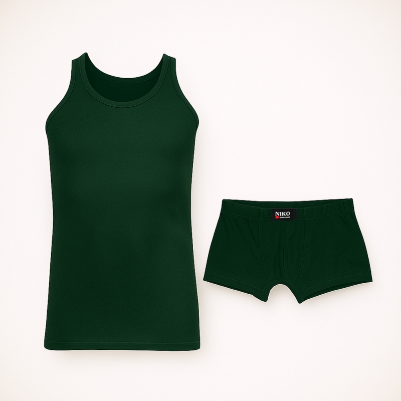 ست شورت و زیرپوش بدون آستین یقه گرد مردانه نیکو کد NIM-1954 رنگ سدری