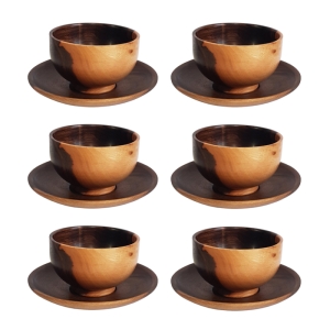 ست کاسه بشقاب آجیل خوری 12 پارچه چوبی