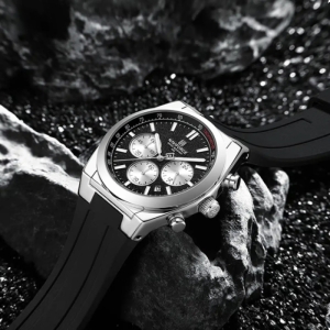 ساعت مچی عقربه ای مردانه نیوی فورس مدل NF8080-SBB سه موتوره بند رابر