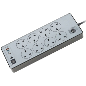  چند راهی برق 8 سوکت 2990 وات، دو USB و دو تایپ‌سی پاورولوژی مدل PWCUQC047BK 