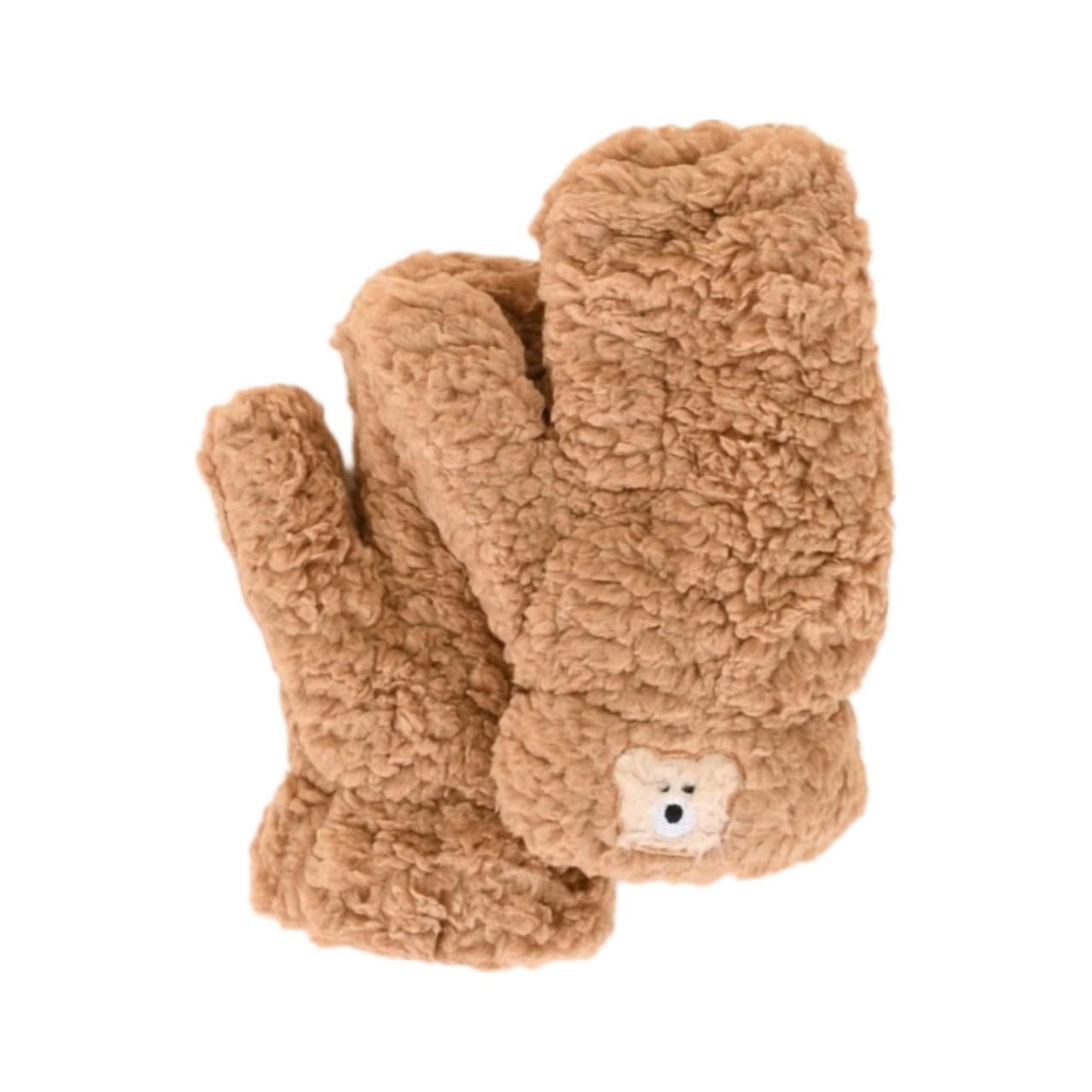 دستکش فانتزی زنانه مدل تدی بند دار رنگ نسکافه ای 