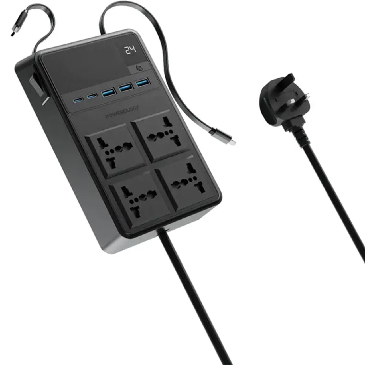  چند راهی و محافظ برق 2500 وات 4 سوکت، 3*USB و 2*تایپ‌سی پاورولوژی مدل PWC029 