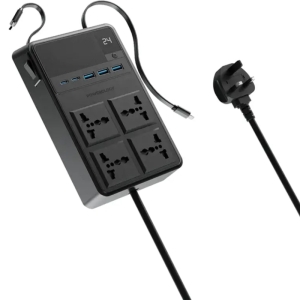  چند راهی و محافظ برق 2500 وات 4 سوکت، 3*USB و 2*تایپ‌سی پاورولوژی مدل PWC029 