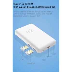 مبدل 3 سیم کارت کننده بلوتوث ایکاس مدل K6 فقط تماس برای ایفون رجیستر شده 