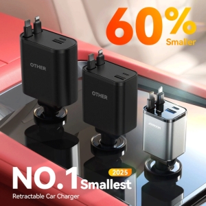  شارژر فندکی فست شارژ 50 وات با کابل جمع شونده لایتنینگ و Type-C جویروم مدل JR-CCL05 