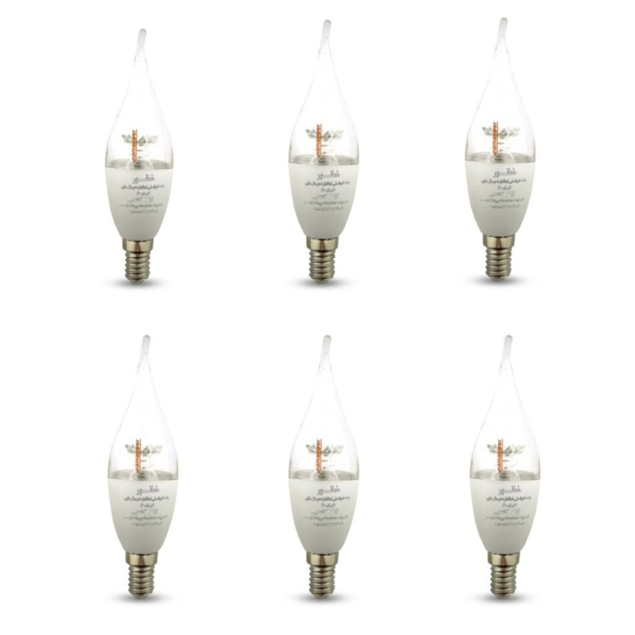 لامپ اشکی کریستالی 7 وات نمانور سرپیچ E14 مجموعه 6 عددی