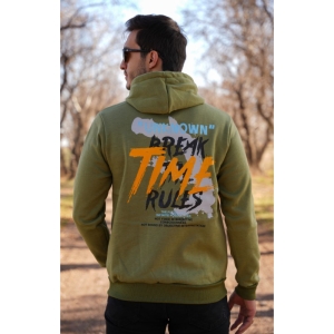 هودی مردانه پشت چاپ TIME داخل کرکی رنگ سبز