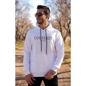 هودی مردانه پشت چاپ Contrast داخل کرکی رنگ سفید 