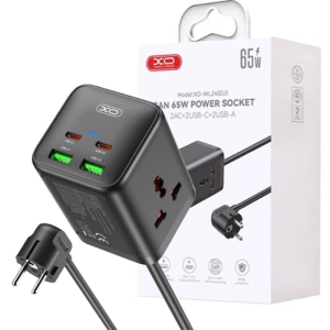  چندراهی دو سوکت برق، دو تایپ سی و دو یو اس بی 65 وات ایکس او مدل WL24 