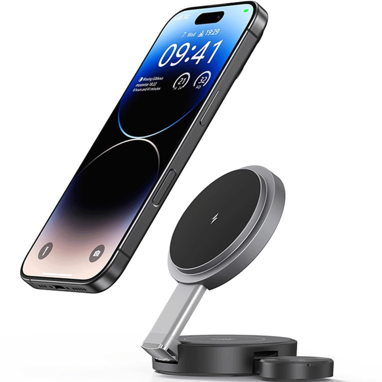  شارژر وایرلس مگنتی رومیزی تاشو 15 وات گوشی، اپل‌واچ و ایرپاد یوسامز مدل CD234 