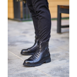 پوتین مردانه چرم نعمتی اسپرت مدل gonzalo بندی زیپی مشکی