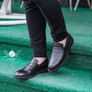 کفش مردانه چرم نعمتی رسمی مدل 1003 بدون بند اداری مشکی 