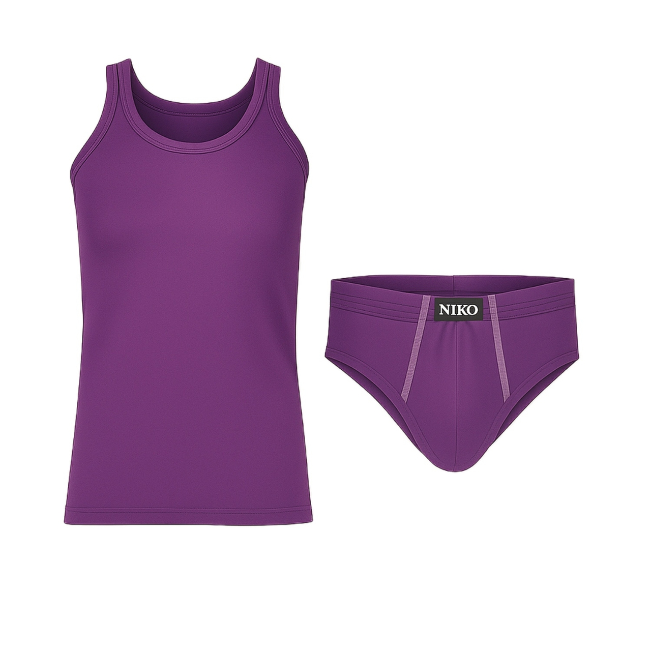 ست شورت و زیرپوش بدون آستین یقه گرد مردانه نیکو کد SL-1954 رنگ ارغوانی