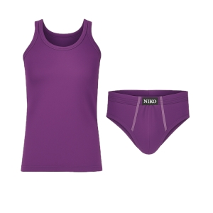 ست شورت و زیرپوش بدون آستین یقه گرد مردانه نیکو کد SL-1954 رنگ ارغوانی