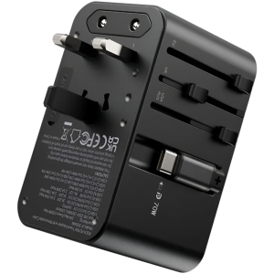  چند راهی برق مکعبی جهانی یک سوکت، دو یو‌اس‌بی و یک تایپ‌سی 70 وات با کابل جمع شونده تایپ‌سی راک مدل JY-355MAX 