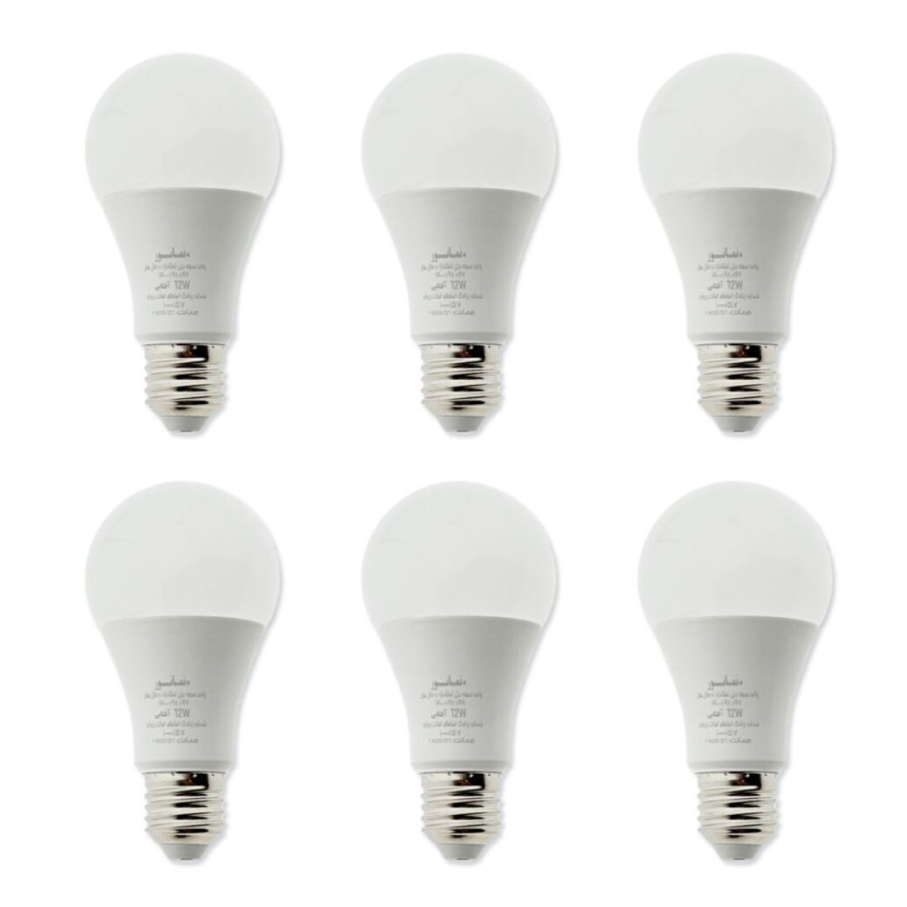 لامپ حبابی ال ای دی 12 وات نمانور مدل A65 پایه E27 مجموعه 6 عددی