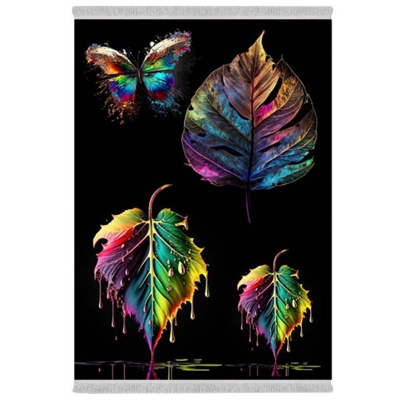 فرش پارچه‌ای دفه مدل فرشینه شانل مخمل طرح فانتزی کد 7100