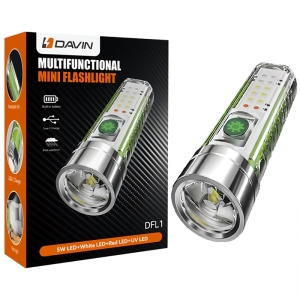 مینی چراغ قوه شارژی ضدآب با نور فرابنفش یووی داوین DFL1