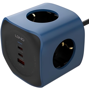  چند راهی برق مکعبی 2500 وات 3 سوکت، 1 یو‌اس‌بی و 2 تایپ‌سی 65 وات شارژ سریع رومیزی الدنیو مدل SE3338 