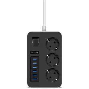  چندراهی برق ارت‌دار 3 سوکت و 6 پورت یو‌اس‌بی 3000 وات ارلدام مدل SC07 