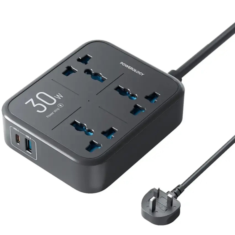  چند راهی و محافظ برق 3250 وات سه سوکت، یک USB و یک تایپ‌سی پاورولوژی مدل  PWCUQC037 