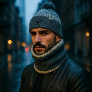 ست کلاه و شال گردن بافتنی سیلکا مدل گوزن کد 2075