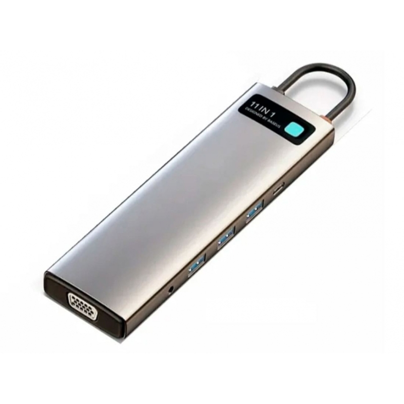  هاب تایپ سی 11 پورت بیسوس مدل Baseus Metal Gleam 11 in 1 Multifunctional Type-C HUB 100W CAHUB-CT0G 
