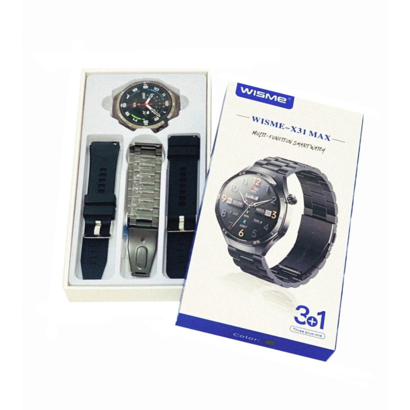 ساعت هوشمند ویسمی مدل WISME-X31 MAX با 3 بند فلزی و سیلیکون
