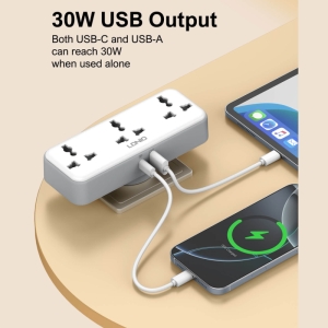  چندراهی برق دیواری 2500 وات 3 سوکت، یک USB و یک Type-C فست شارژ 30 وات الدنیو مدلSC3317 