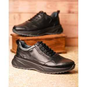 کفش مردانه چرم نعمتی اسپرت مدل ویکتور بندی مشکی  زیره مشکی