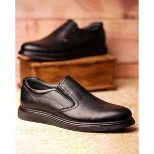 کفش مردانه چرم نعمتی روزمره مدل اواس کشی مشکی 