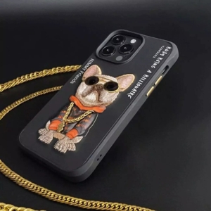  قاب محافظ گوشی آیفون 16 طرح سگ گلدوزی شده نیمی Embroidery 