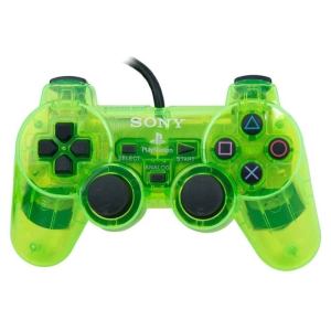 دسته بازی شوک دار پلی استیشن 2 PS2 مدل شیشه ای سبز