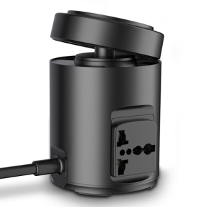  شارژر وایرلس رومیزی 15 وات و چندراهی برق 2200 وات دو یو اس بی، دو تایپ سی و دو سوکت برق پاورولوژی مدل PWCUQC014 