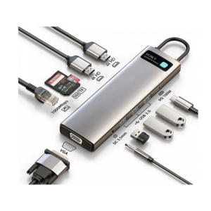  هاب تایپ سی 11 پورت بیسوس مدل Baseus Metal Gleam 11 in 1 Multifunctional Type-C HUB 100W CAHUB-CT0G 