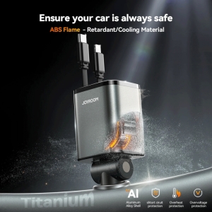  شارژر فندکی فست شارژ 50 وات با کابل جمع شونده لایتنینگ و Type-C جویروم مدل JR-CCL05 