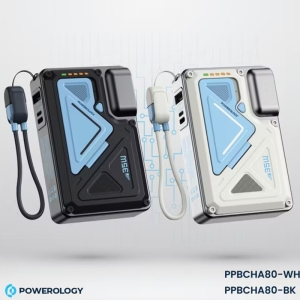  پاوربانک 10000 وایرلس و شارژر دیواری Type-C، USB و لایتنینگ فست شارژ 35 وات پاورولوژی مدل PPBCHA80 