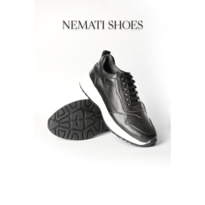 کفش مردانه چرم نعمتی اسپرت مدل ویکتور بندی مشکی  زیره سفید