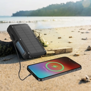  پاوربانک وایرلس خورشیدی 27000 تایپ‌سی و یواس‌بی 22.5 وات پاورولوژی مدل PP077 PPBCHA77 دارای چراغ‌قوه 