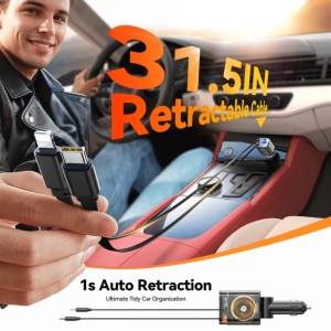  شارژر فندکی فست شارژ 50 وات با کابل جمع شونده لایتنینگ و Type-C جویروم مدل JR-CCL05 