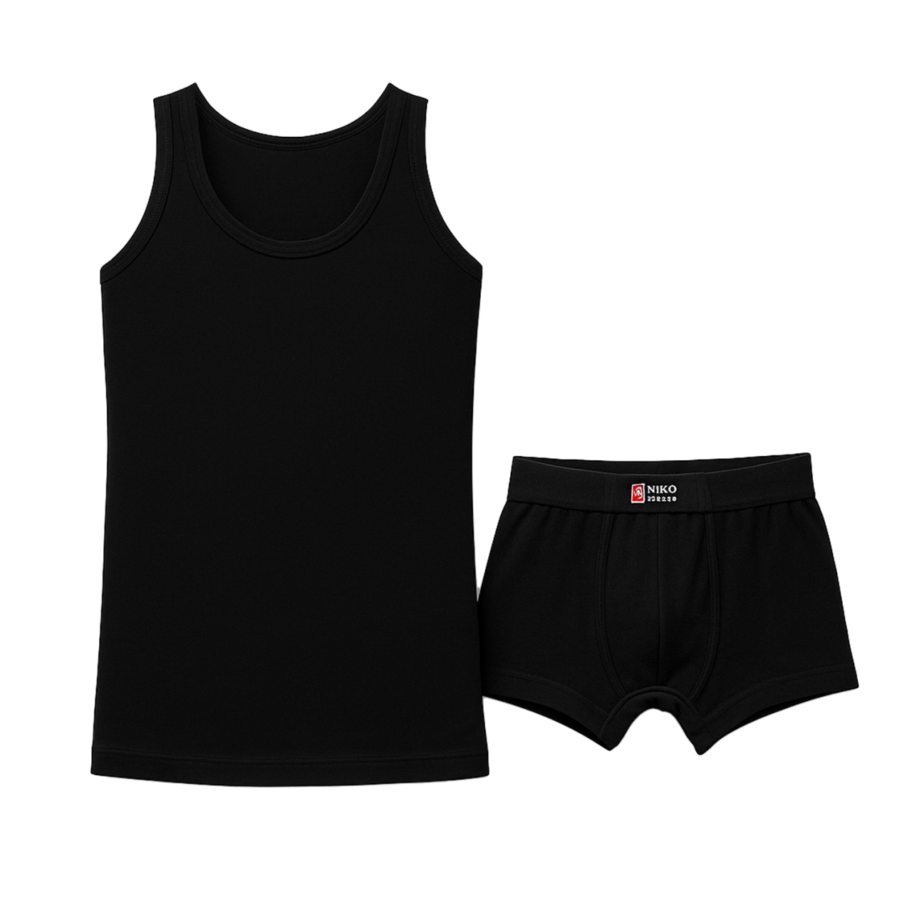 ست شورت و زیرپوش بدون آستین یقه گرد مردانه نیکو کد NIM-1954 رنگ مشکی