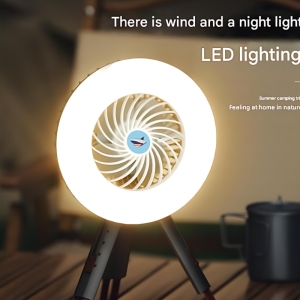 چراغ کمپینگ و پنکه شارژی صفحه خورشیدی اسمایلینگ شارک مدل LY-0264