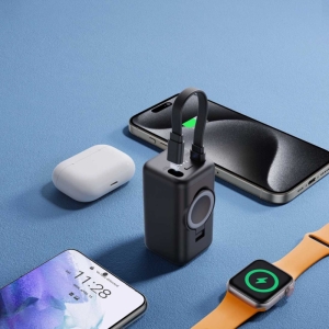  پاوربانک وایرلس ساعت هوشمند و گوشی موبایل 5000 میلی‌آمپر با کابل لایتنینگ جویروم مدل JR-W13 