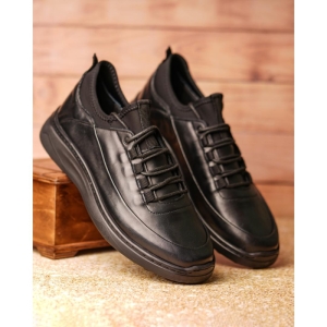 کفش مردانه چرم نعمتی اسپرت مدل pavel بندی جورابی مشکی 
