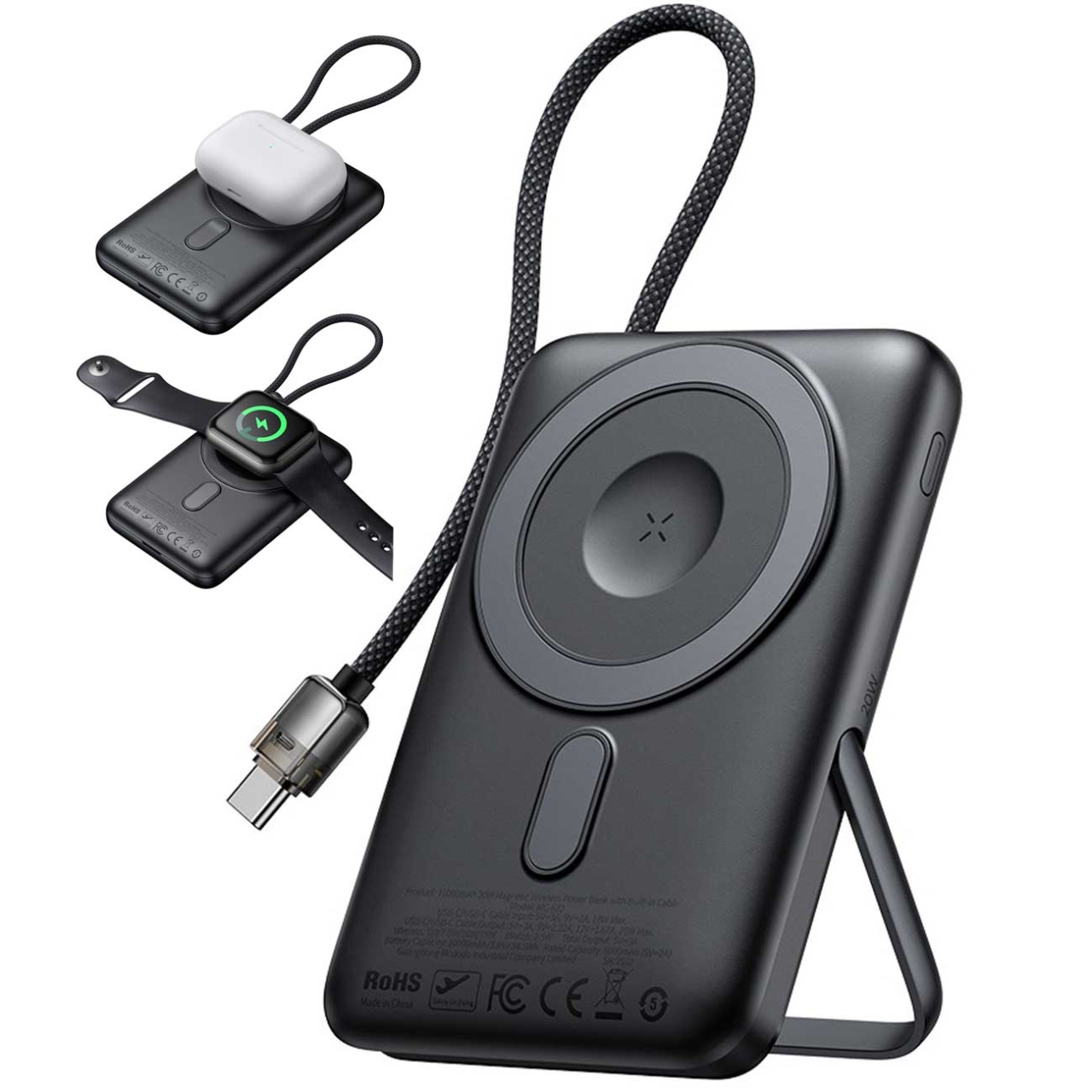  پاوربانک 10000 وایرلس 15 وات با کابل تایپ‌سی 20 وات و استند مک دودو مدل MC-6320 