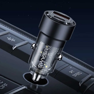  شارژر فندکی فست شارژ ماشین تایپ سی 60 وات طرح شفاف یوسامز مدل US-CC208 C39 