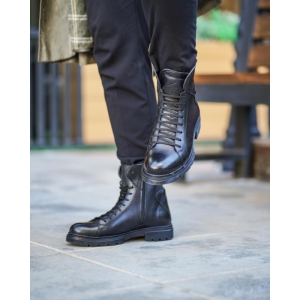 پوتین مردانه چرم نعمتی اسپرت مدل gonzalo بندی زیپی مشکی