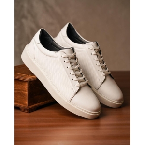کفش مردانه چرم نعمتی اسپرت مدل bn بندی سفید 